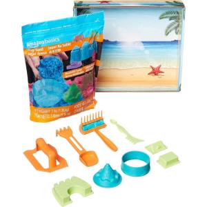 imageAmazon Basics 11 Piece Moldable Sensory Sand Toy Kit with Castle Molds and Tools 3lbs Blue Color for Kids Ages 3 and UpBlue