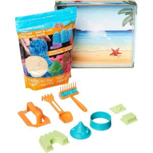 imageAmazon Basics 11 Piece Moldable Sensory Sand Toy Kit with Castle Molds and Tools 3lbs Blue Color for Kids Ages 3 and UpNatural Sand