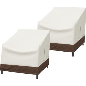imageAmazon Basics 3 Seater Outdoor Couch and Patio Furniture Covers Waterproof AntiUV Durable BeigeTanSet of 2