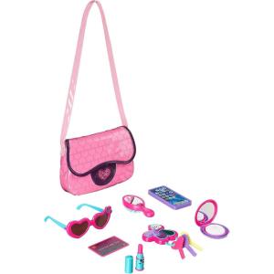 imageAmazon Basics 8Piece Pretend Play Purse Toy with Accessories for Girls Ages 3 and Up Handbag Gift Set Including Smartphone Sunglasses Makeup Compact Keys and Credit Card Pink