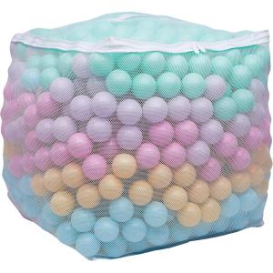 imageAmazon Basics BPA Free CrushProof Plastic Ball Pit Balls with Storage Bag Toddlers Kids 12 Months Pack of 400 Balls 6 Pastel Colors6 Pastel Colors