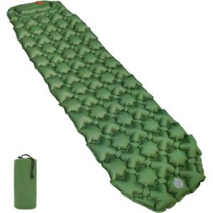 imageAmazon Basics Camping Sleeping Pad with QuickInflate Foot Pump Water Resistant Ultralight Olive Green