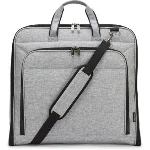 imageAmazon Basics CarryOn Garment Bag for Travel and Business Trips with Shoulder Strap Hanging Suit Luggage Bag for Men Women Wrinkle Free Cover for Suits Dresses Coats NavyGrey