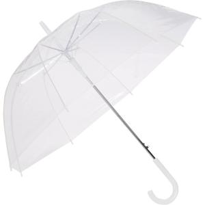 imageAmazon Basics Clear Umbrella for Rain Round Bubble Umbrella for Wedding With Wide Coverage 35quot Canopy Diameter Auto Open Strong Fiberglass Frame Steel Shaft Spoke Protectors for SafetyClear