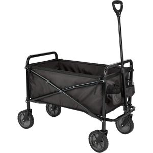 imageAmazon Basics Collapsible Folding Heavy Duty Utility Wagon for Outdoor Sports 265 pounds Weight Capacity Camping Garden and Shopping 276 x 409 x 20 inches BlackBlack