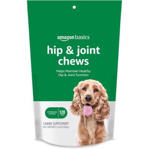 imageAmazon Basics Dog Hip ampamp Joint Daily Supplement Chews with Glucosamine MSM and Vitamin C Duck Flavored 120 Count Previously Solimo120 Count Pack of 1