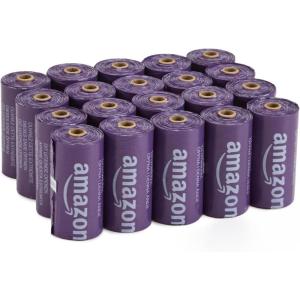 imageAmazon Basics Dog Poop Bags with Dispenser 270 Count Enhanced for Guaranteed Leakproof Lavender Scented Includes Leash ClipPremium Lavender
