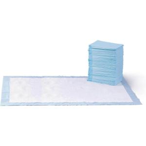 imageAmazon Basics Dog and Puppy Pee Pads with 5Layer LeakProof Design and QuickDry Surface for Potty Training Standard Absorbency XLarge 28 x 34 Inch  Pack of 60 Blue ampamp WhiteGiant 40 Count