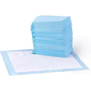 imageAmazon Basics Dog and Puppy Pee Pads with 5Layer LeakProof Design and QuickDry Surface for Potty Training Standard Absorbency XLarge 28 x 34 Inch  Pack of 60 Blue ampamp WhiteRegular 50 Count