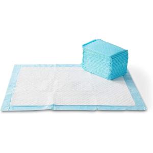 imageAmazon Basics Dog and Puppy Pee Pads with 5Layer LeakProof Design and QuickDry Surface for Potty Training Standard Absorbency XLarge 28 x 34 Inch  Pack of 60 Blue ampamp WhiteXLarge 50 Count