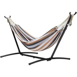 imageAmazon Basics Double Hammock with 9Foot Space Saving Steel Stand and Carrying Case 450 lb Capacity Vigor Green 110x47x43 inchesMulti Color
