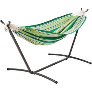imageAmazon Basics Double Hammock with 9Foot Space Saving Steel Stand and Carrying Case 450 lb Capacity Vigor Green 110x47x43 inchesVigor Green