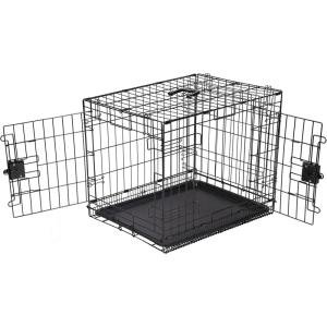 imageAmazon Basics Durable Foldable Collapsible Portable Metal Wire Dog Crate with Tray Single Door with Divider Panel Easy to Assemble ampamp Clean 36 x 23 x 25 in Black300L x 190W x 210H