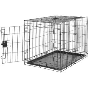 imageAmazon Basics Durable Foldable Collapsible Portable Metal Wire Dog Crate with Tray Single Door with Divider Panel Easy to Assemble ampamp Clean 36 x 23 x 25 in Black36 x 23 x 25 in