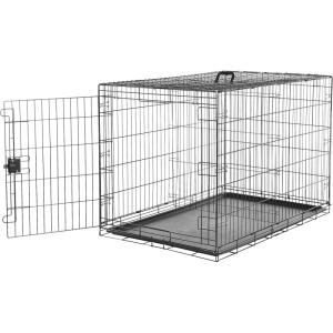 imageAmazon Basics Durable Foldable Collapsible Portable Metal Wire Dog Crate with Tray Single Door with Divider Panel Easy to Assemble ampamp Clean 36 x 23 x 25 in Black48 x 30 x 325 in