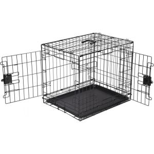 imageAmazon Basics Durable Foldable Collapsible Portable Metal Wire Dog Crate with Tray Single Door with Divider Panel Easy to Assemble ampamp Clean 36 x 23 x 25 in Black240L x 180W x 200H