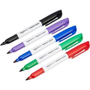 imageAmazon Basics Fine Tip Point Permanent Markers for Office School and Home Use Assorted Colors 24 PackAssorted