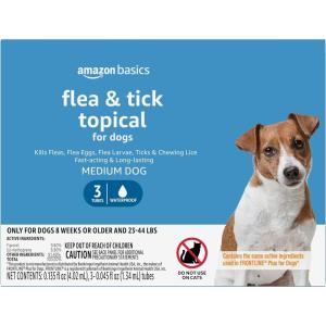 imageAmazon Basics Flea and Tick Topical Treatment for Medium Dogs 2344 Pounds 3 Count Previously Solimo