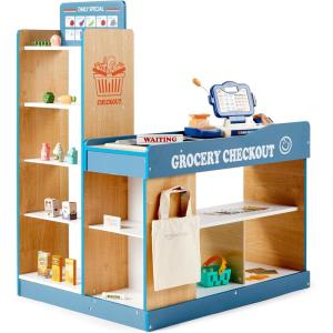 imageAmazon Basics Grocery Store Checkout Counter with Shopping Cart Kids Supermarket Pretend Play Store Cash Register Gift for Age 3Y Multicolor