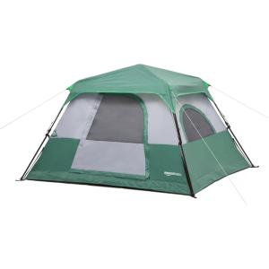 imageAmazon Basics Instant Camping Tent with Rainfly WeatherResistant Quick Setup4 Person