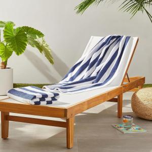 imageAmazon Basics Sky Blue Cabana Stripe Pool ampamp Beach Towel 100 Cotton Soft ampamp Absorbent Machine Washable Quick Dry Large 2 Pack Sky Blue 30quot x 60quotNavy Blue