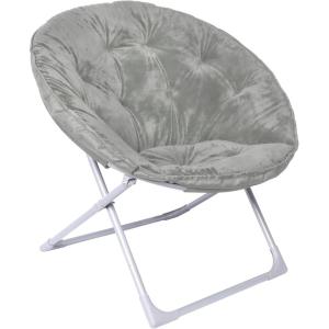 imageAmazon Basics Soft Faux Fur Saucer Shaped Comfortable Chair with Foldable Metal Frame for Living Room or Dorm Room Cozy Pink 272quotD x 323quotW x 323quotHGrey