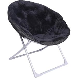 imageAmazon Basics Soft Faux Fur Saucer Shaped Comfortable Chair with Foldable Metal Frame for Living Room or Dorm Room Cozy Pink 272quotD x 323quotW x 323quotHBlack