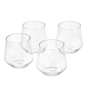 imageAmazon Basics Tritan Glasses Dishwasher Safe BPAFree Plastic Stemless Wine Shatterproof 14oz Clear Set of 414 Oz Stemless Wine Glasses
