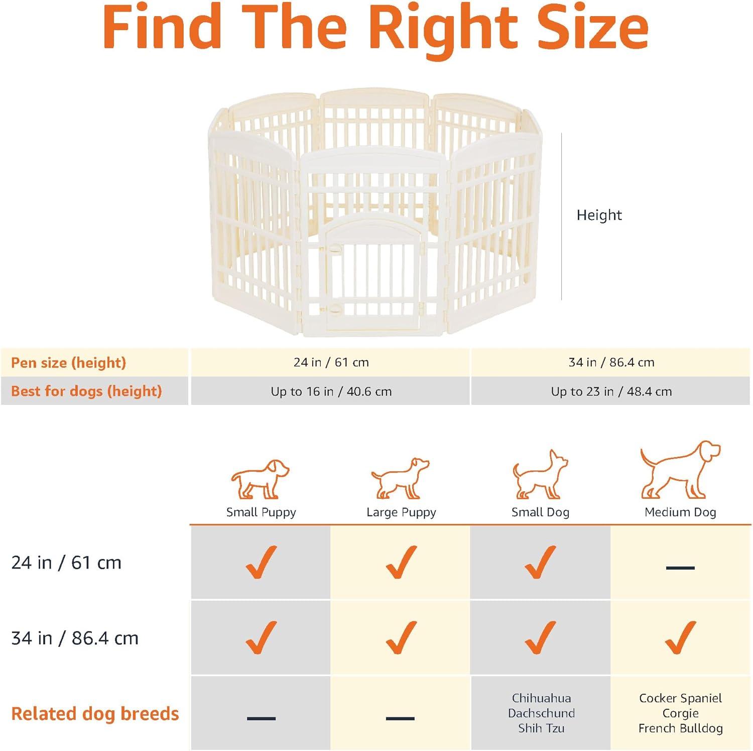 imageAmazon Basics 8Panel Indoor Pet Dog Octagonal Playpen Puppy Playpen with Door Easy Assemble Easy Storing 34 in BeigeBeige