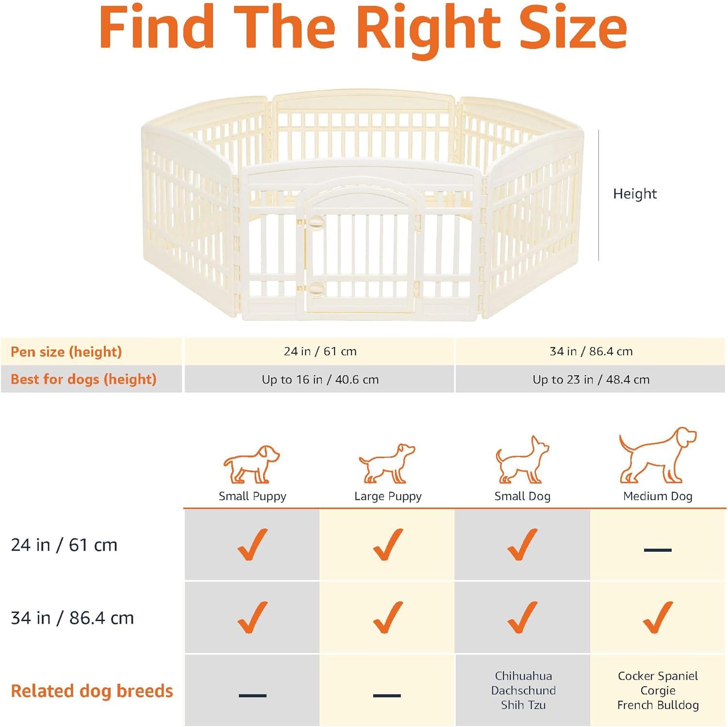 imageAmazon Basics 8Panel Indoor Pet Dog Octagonal Playpen Puppy Playpen with Door Easy Assemble Easy Storing 34 in BeigeBeige