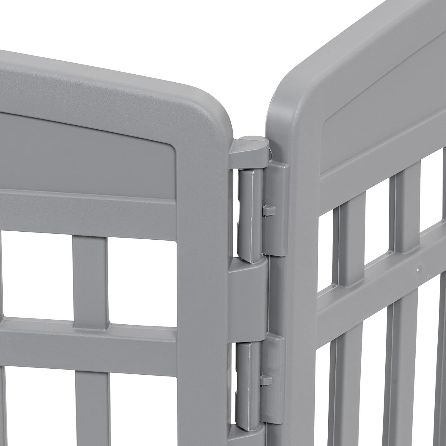 imageAmazon Basics 8Panel Indoor Pet Dog Octagonal Playpen Puppy Playpen with Door Easy Assemble Easy Storing 34 in BeigeDark Gray