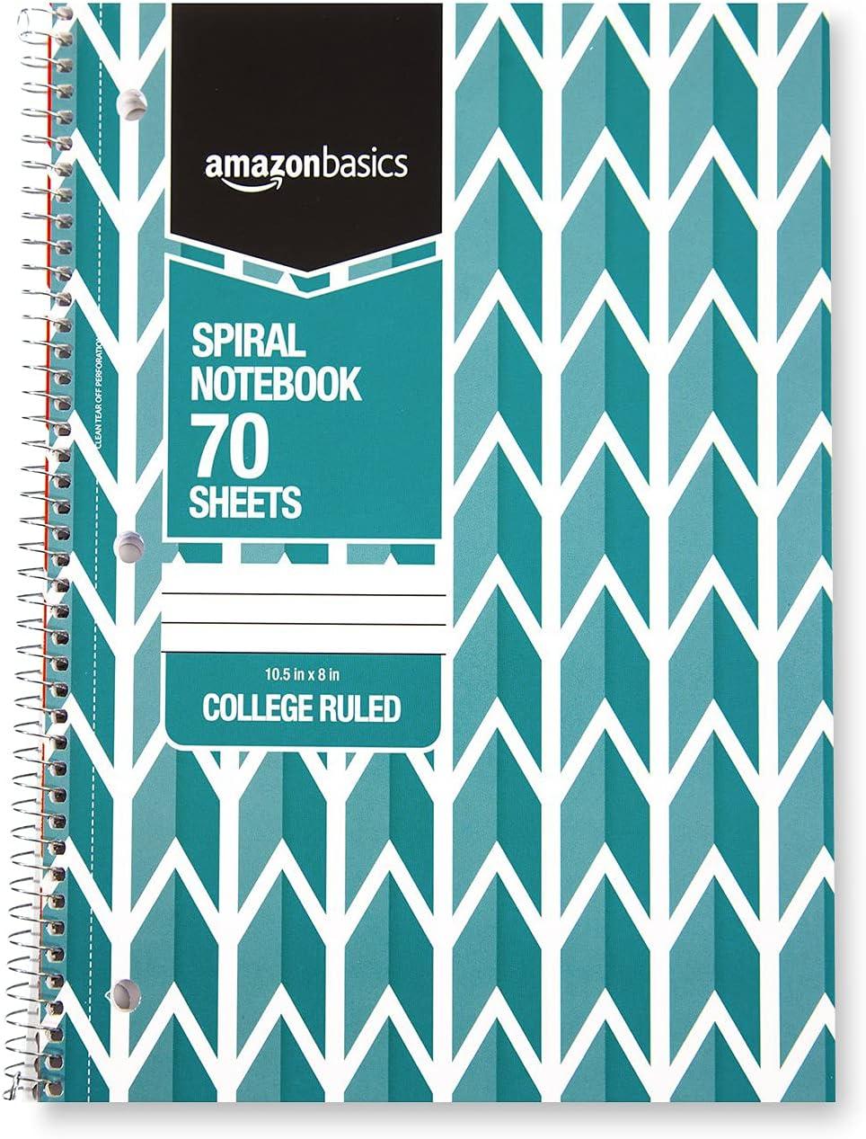 imageAmazon Basics College Ruled Wirebound Spiral Notebook 70 Sheet  5Pack Assorted Lattice Pattern ColorsAssorted Lattice Pattern