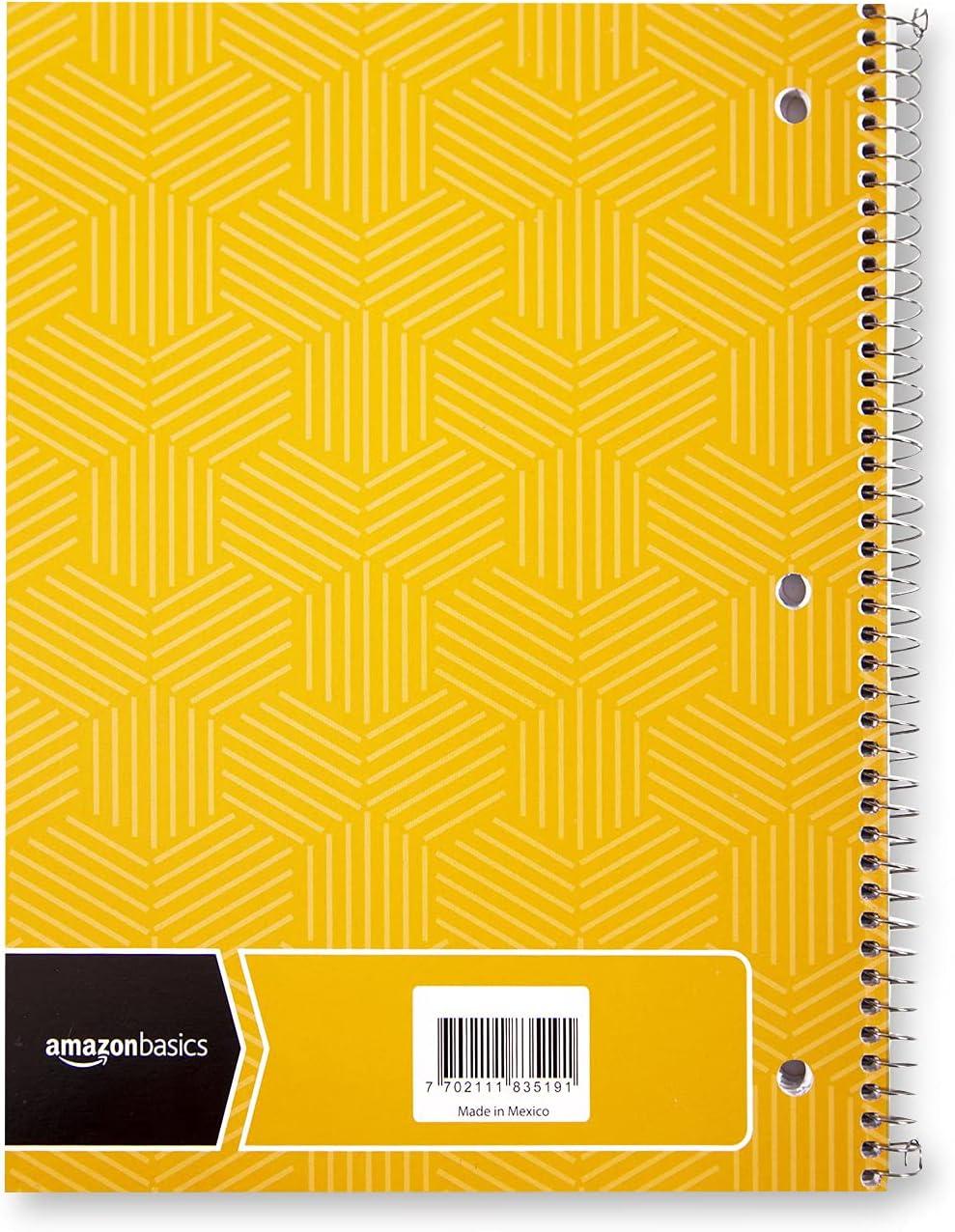 imageAmazon Basics College Ruled Wirebound Spiral Notebook 70 Sheet  5Pack Assorted Lattice Pattern ColorsAssorted Sunburst Pattern