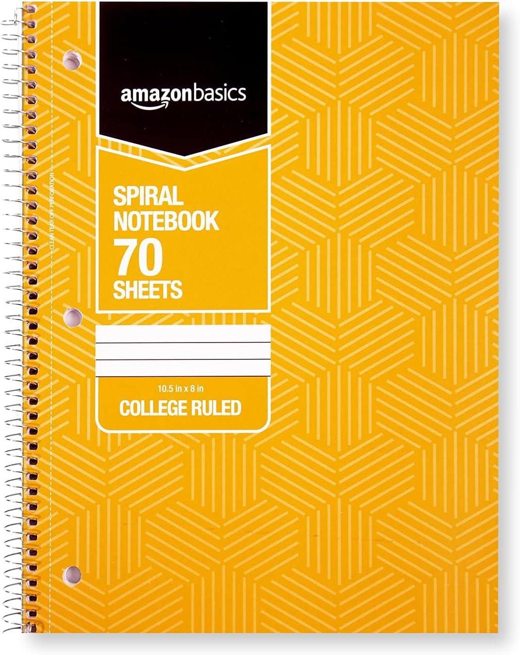 imageAmazon Basics College Ruled Wirebound Spiral Notebook 70 Sheet  5Pack Assorted Lattice Pattern ColorsAssorted Sunburst Pattern