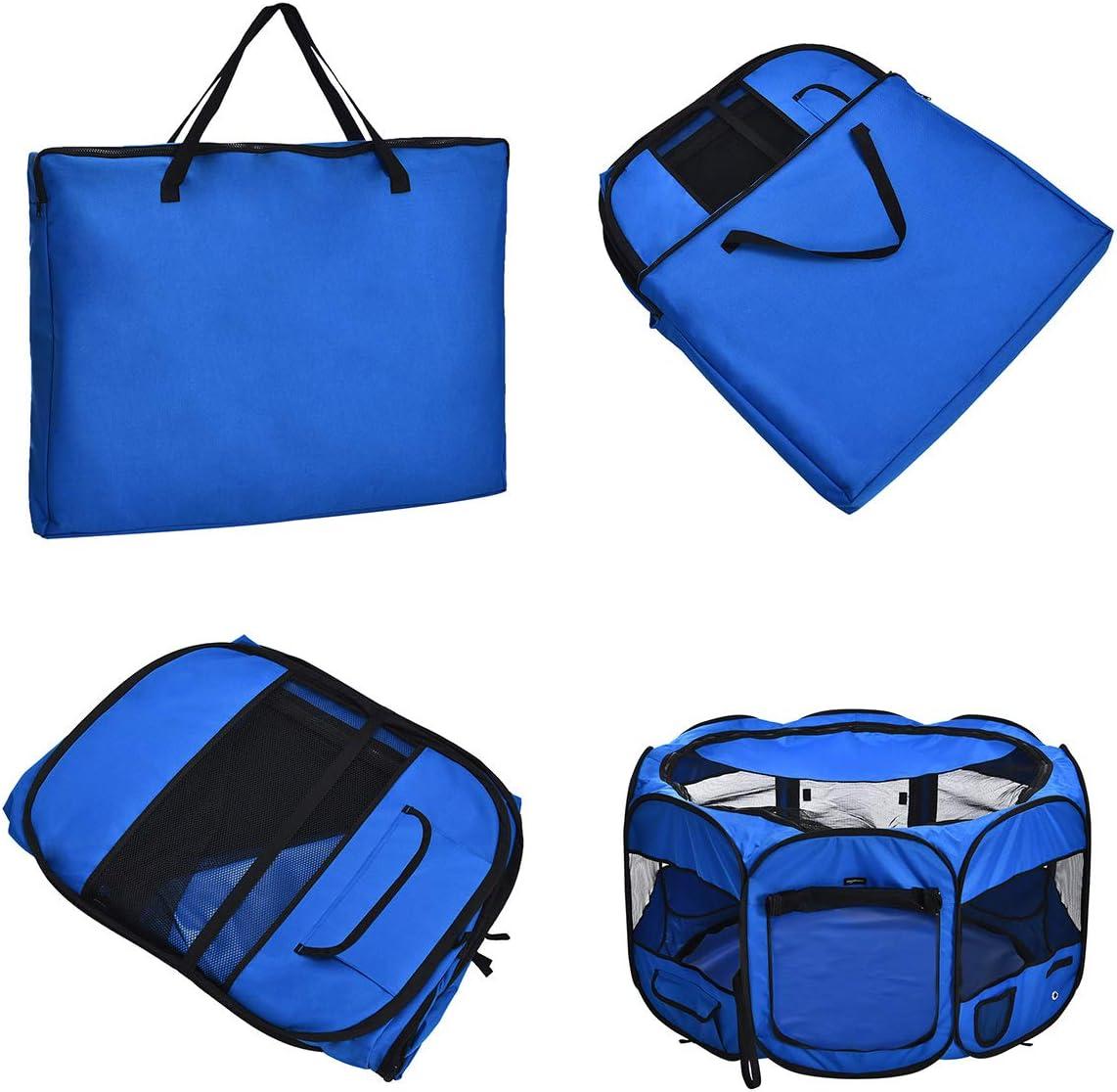 imageAmazon Basics Foldable Octagonal Indoor and Outdoor Portable Soft Dog PenPuppy PenPlaypen 114 cm  45quot BlueBlue