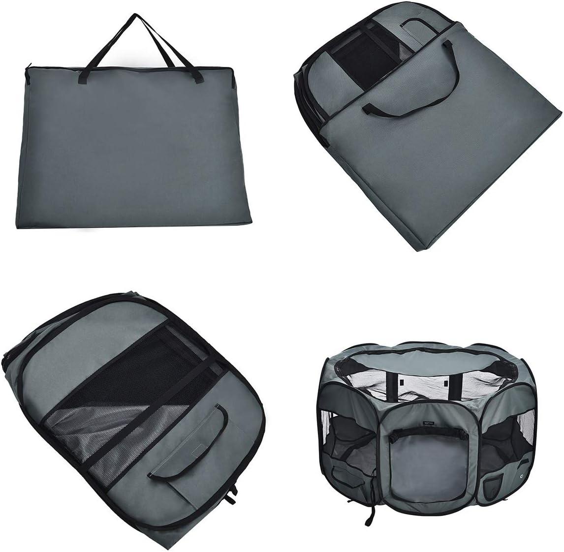 imageAmazon Basics Foldable Octagonal Indoor and Outdoor Portable Soft Dog PenPuppy PenPlaypen 114 cm  45quot BlueGrey