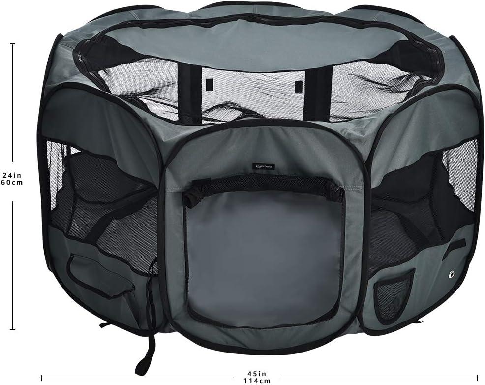 imageAmazon Basics Foldable Octagonal Indoor and Outdoor Portable Soft Dog PenPuppy PenPlaypen 114 cm  45quot BlueGrey