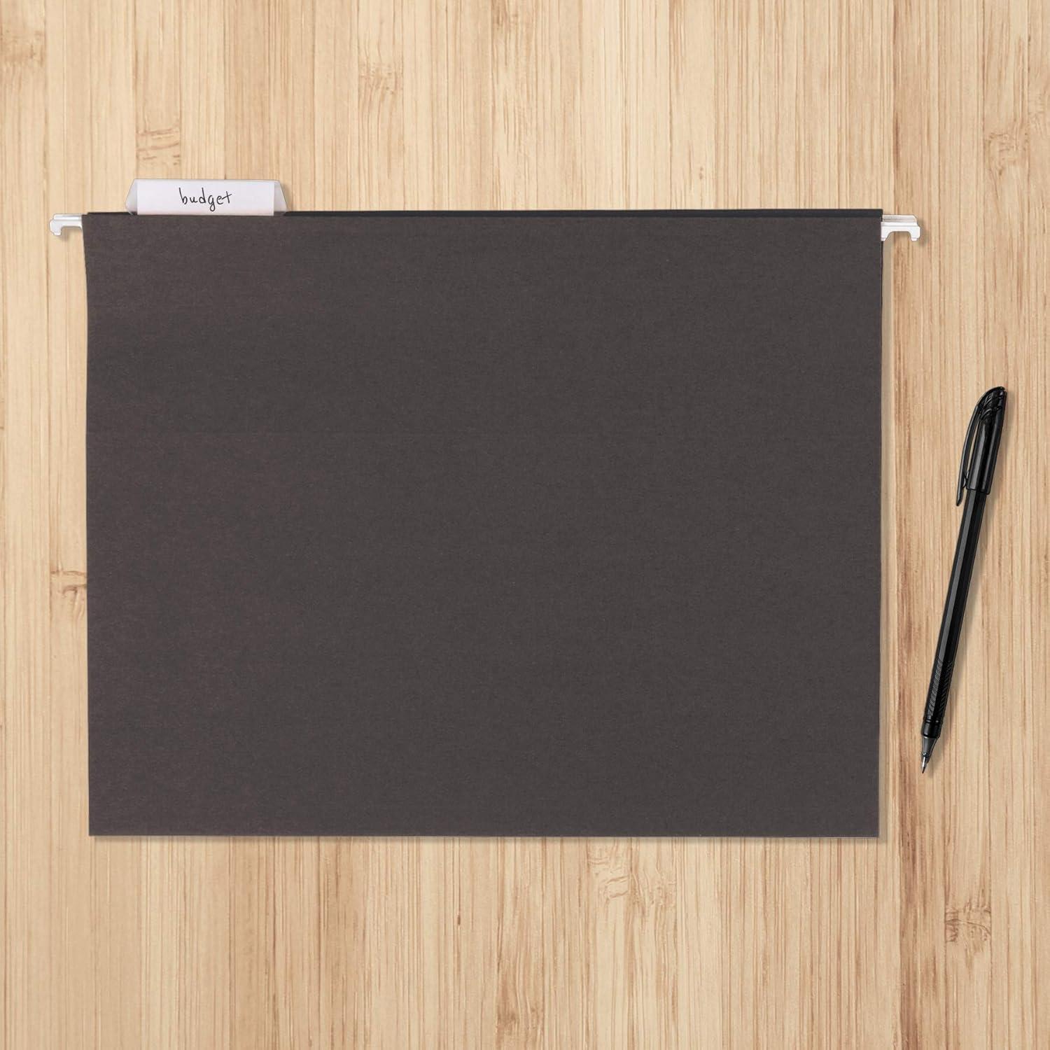 imageAmazon Basics Hanging File Folders Sturdy Letter Size 25Pack Assorted Jeweltone ColorsBlack