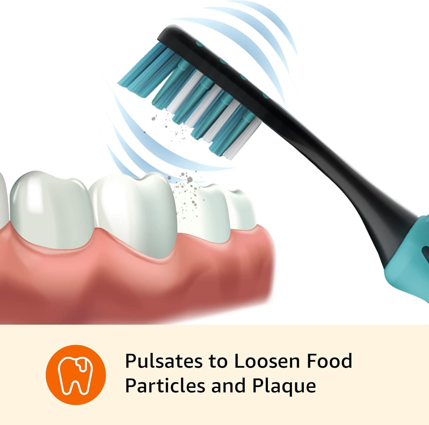 imageAmazon Basics Soft Toothbrushes for Adults  Pulsating Deep Cleaning with Soft Bristles 2 Count Assorted Colors2 Count Pack of 1