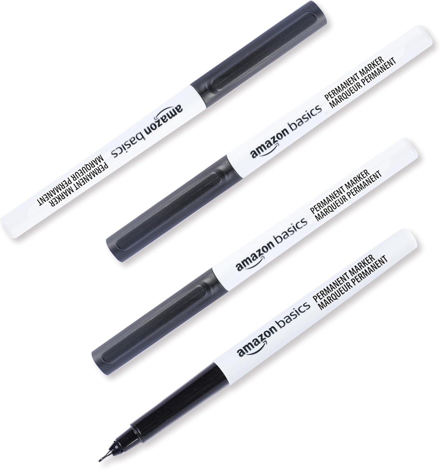 imageAmazon Basics Ultra Fine Point Permanent Markers Assorted Colors 24PackBlack