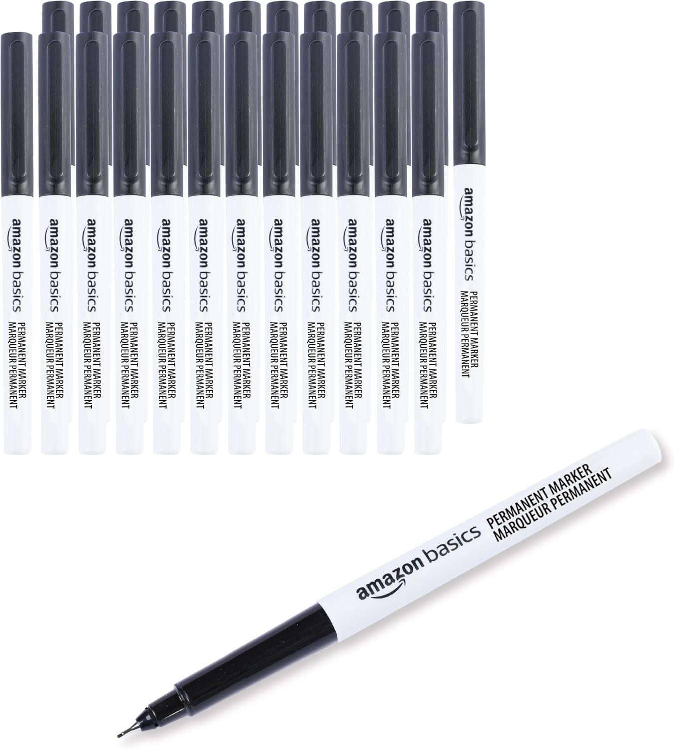 imageAmazon Basics Ultra Fine Point Permanent Markers Assorted Colors 24PackBlack