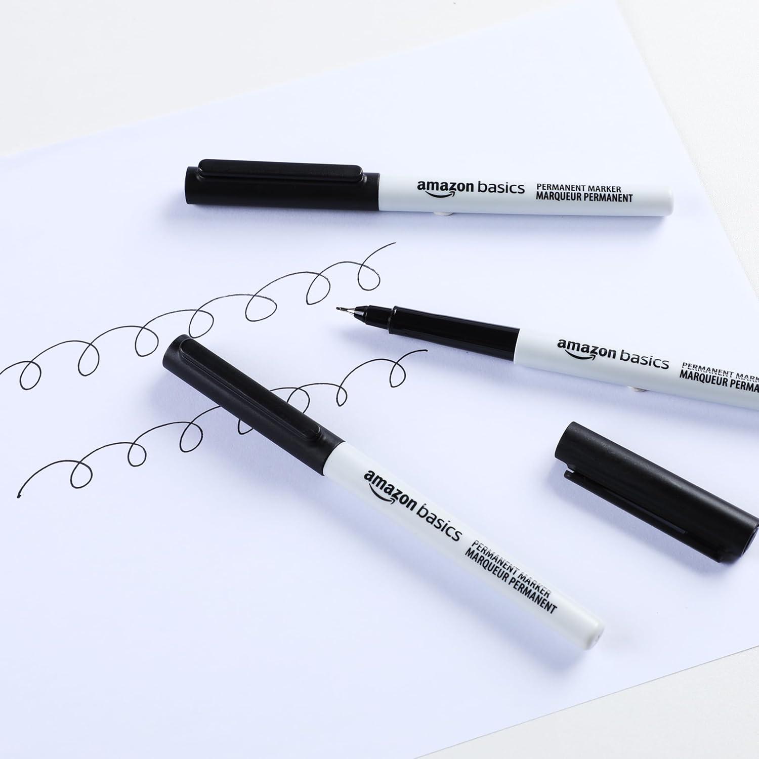 imageAmazon Basics Ultra Fine Point Permanent Markers Assorted Colors 24PackBlack
