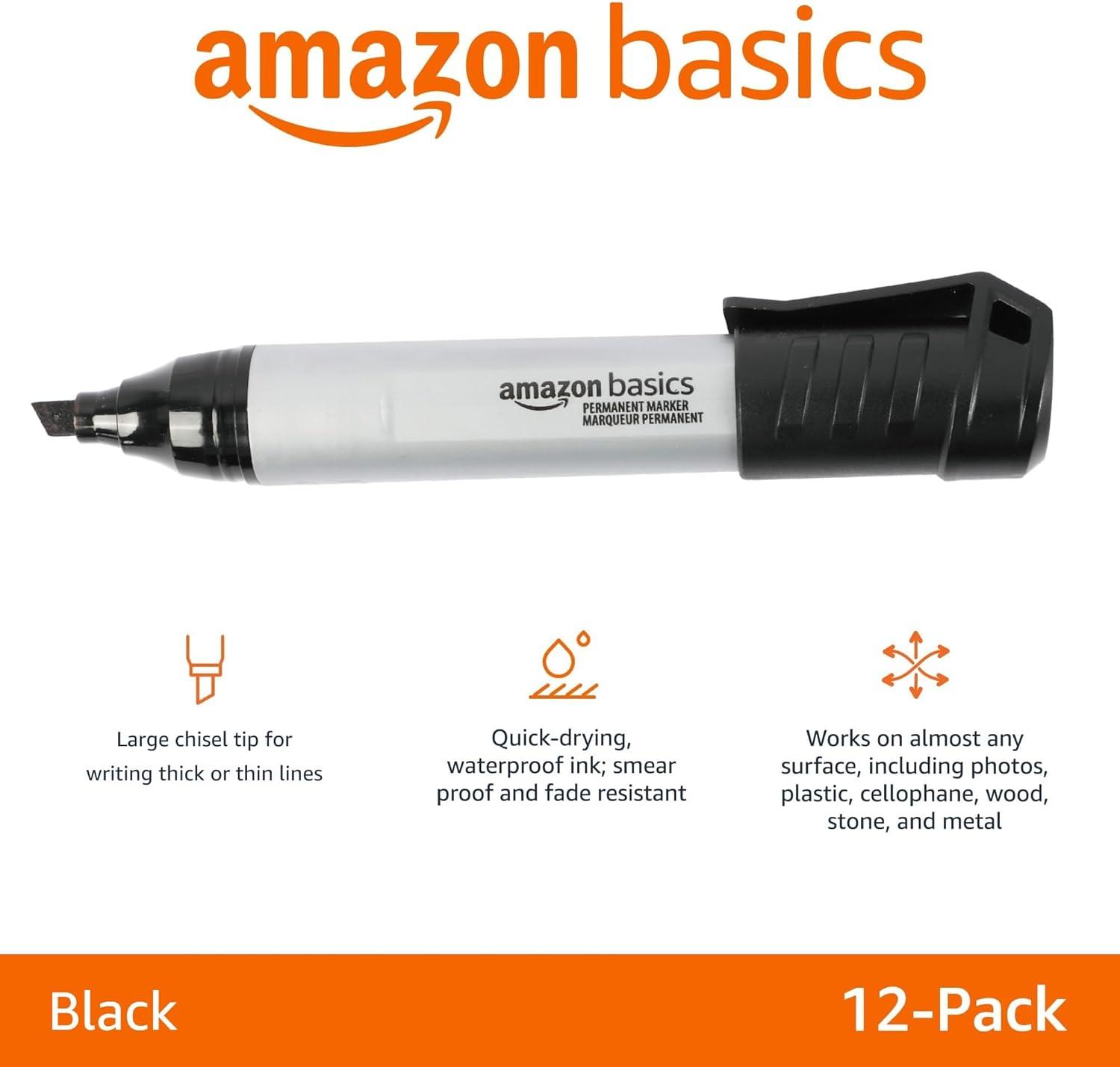 imageAmazon Basics Ultra Fine Point Permanent Markers Assorted Colors 24PackBlack