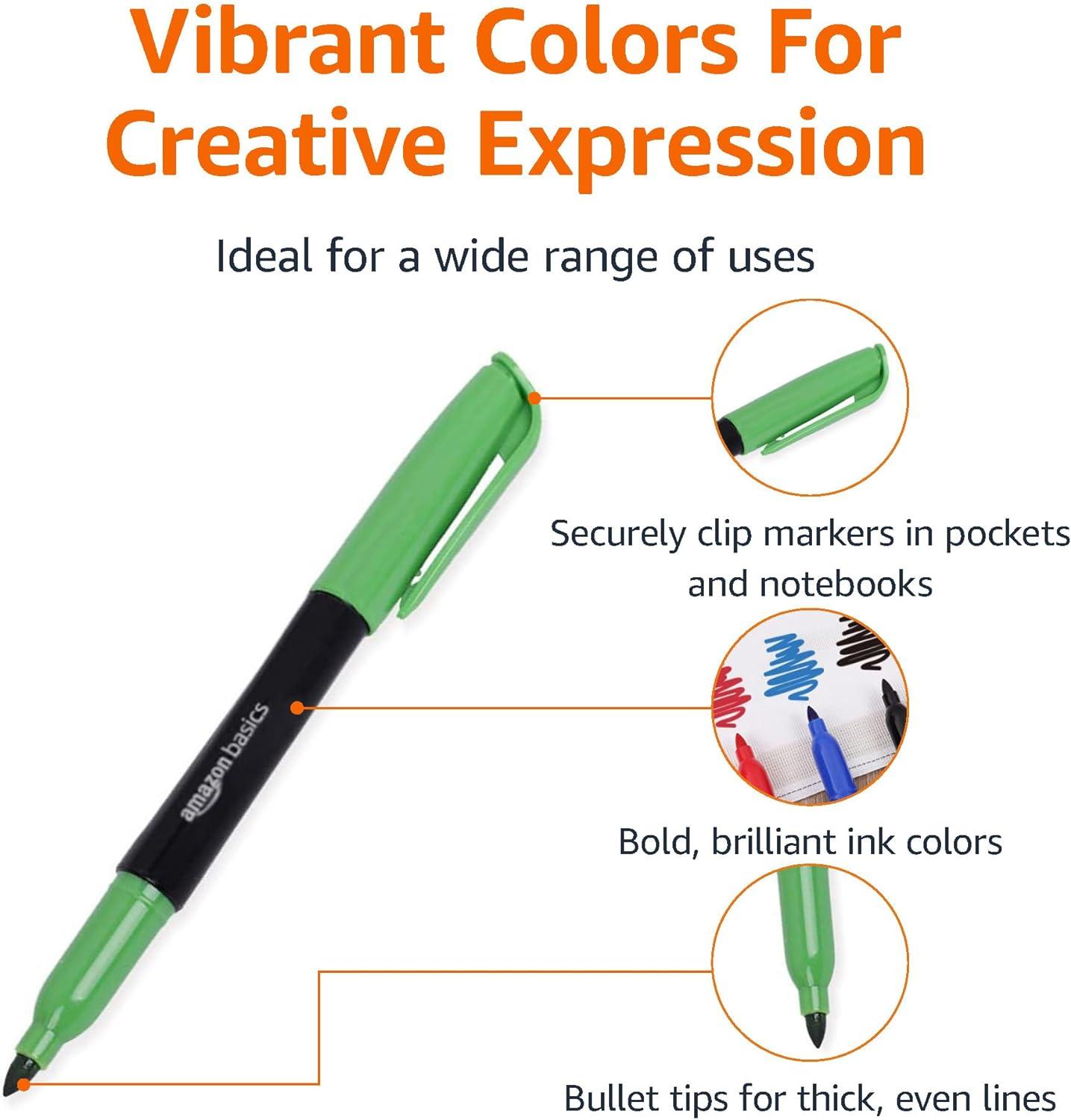 imageAmazon Basics Vibrant Fabric Markers Assorted Colors 8Pack