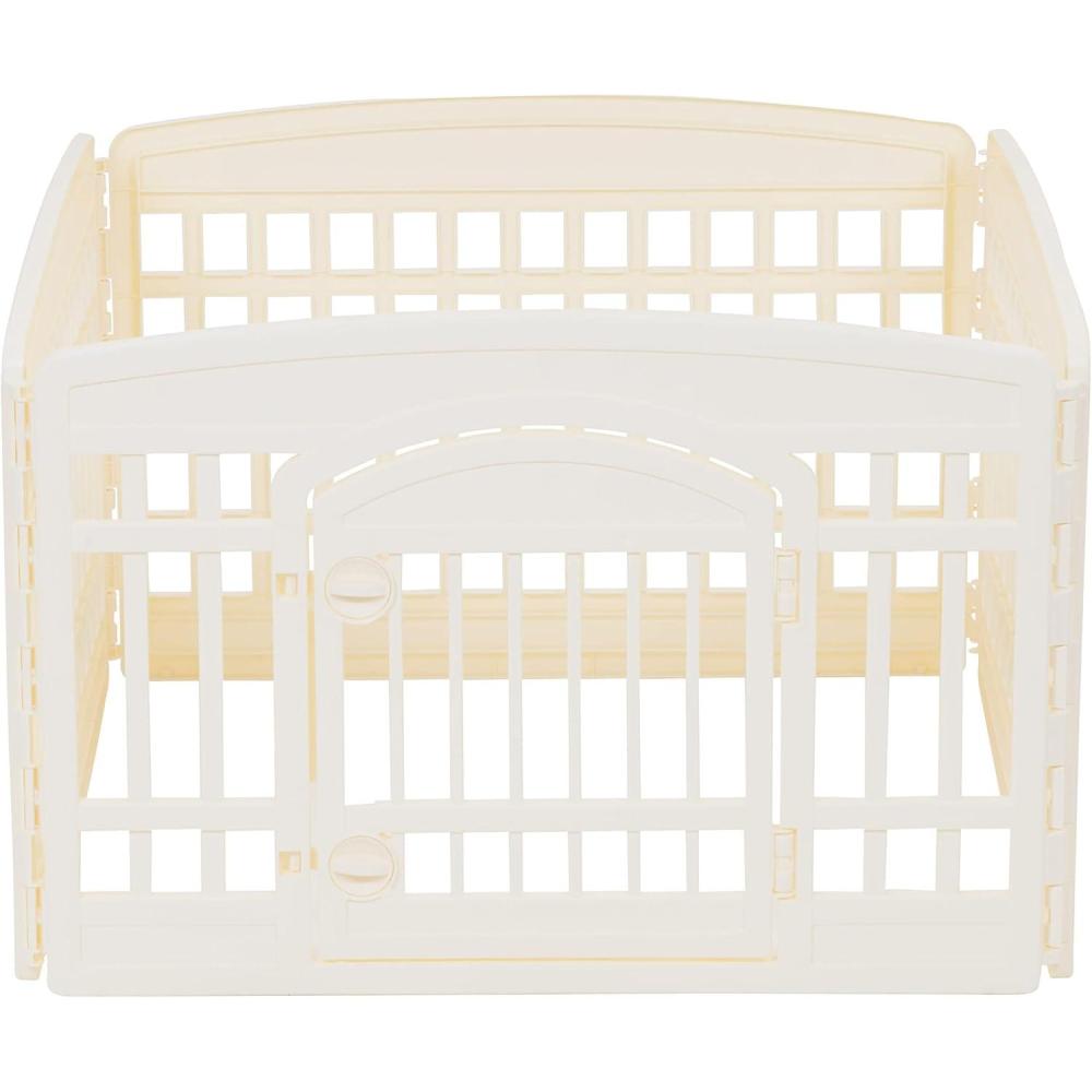 imageAmazon Basics 8Panel Indoor Pet Dog Octagonal Playpen Puppy Playpen with Door Easy Assemble Easy Storing 34 in BeigeBeige