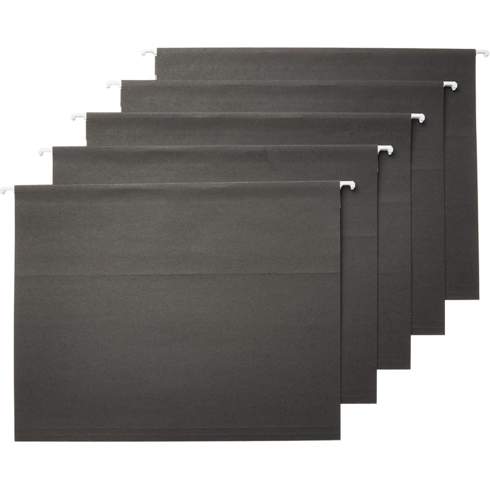 imageAmazon Basics Hanging File Folders Sturdy Letter Size 25Pack Assorted Jeweltone ColorsBlack