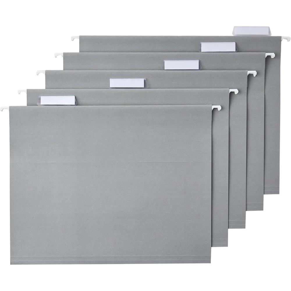 imageAmazon Basics Hanging File Folders Sturdy Letter Size 25Pack Assorted Jeweltone ColorsGray