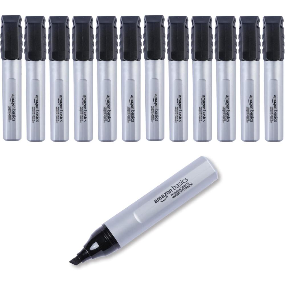 imageAmazon Basics Ultra Fine Point Permanent Markers Assorted Colors 24PackBlack