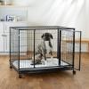 imageAmazon Basics  Portable Heavy Duty Stackable Dog ampamp Pet Kennel with Tray Black 240quotL x 280quotW x 370quotH449L x 299W x 339H