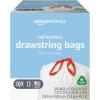 imageAmazon Basics 13 Gallon Tall Kitchen Drawstring Trash Bags Clean Fresh Scent 10 Post Consumer Recycled 45 CountWhite